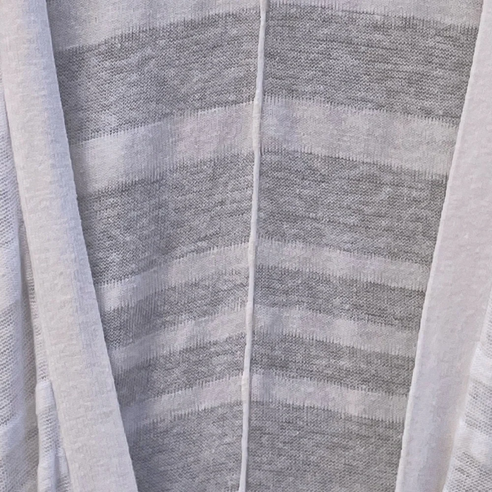 Trouve White Linen Blend Simi Sheer Striped Dolman Sleeve Open Cardigan Sz XS
